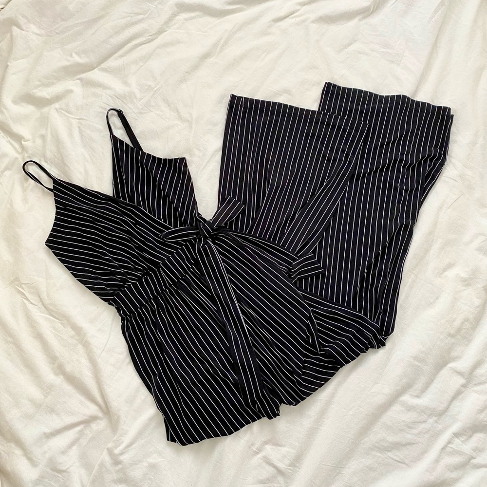 Black & White Striped Jumpsuit Jumper Romper